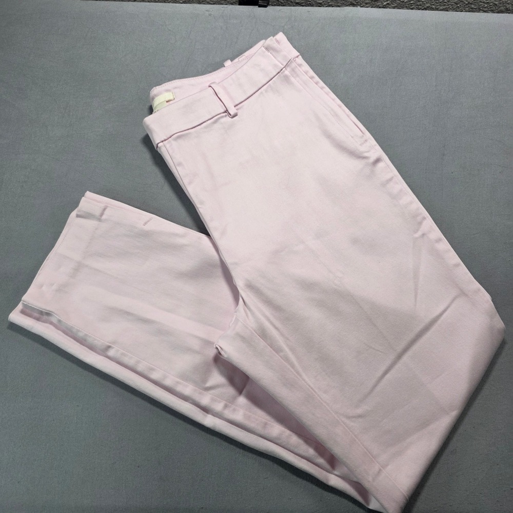 HM Womens Pink Slim Fit Ankle Trousers Side Zip Stretch Dress Pants Size 12